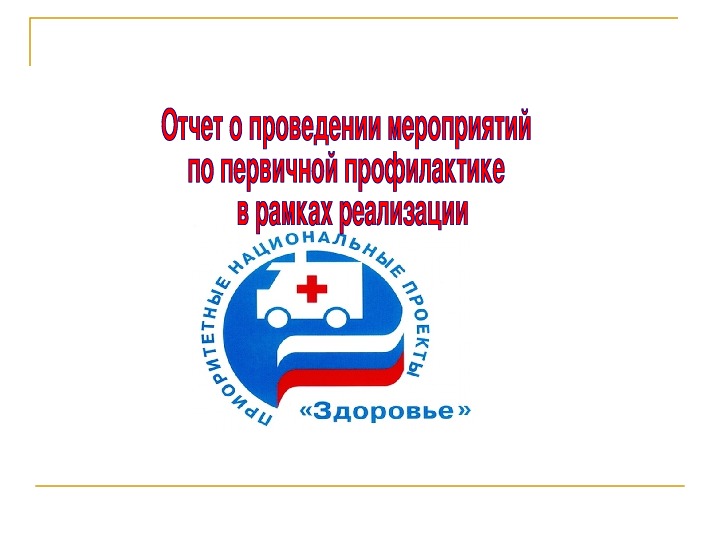 Презентация. Отчет о проведении мероприятий  по первичной профилактике  в рамках реализации