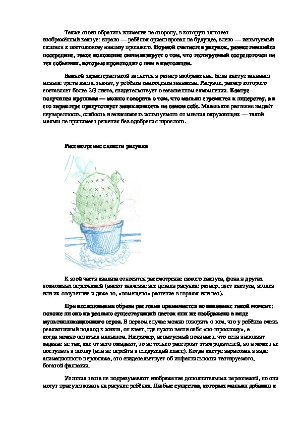 Интерпретация кактуса тест рисунок