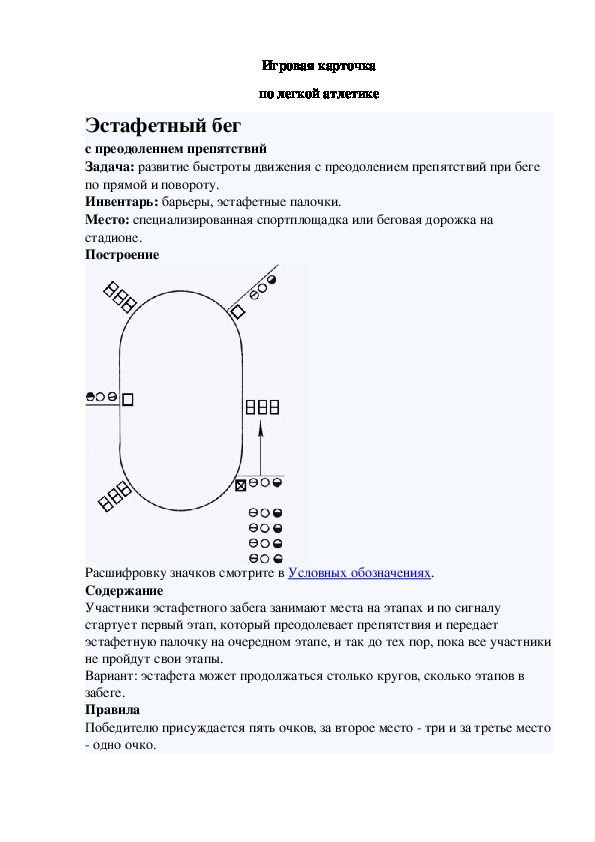 Игровая карточка "Эстафетный бег"