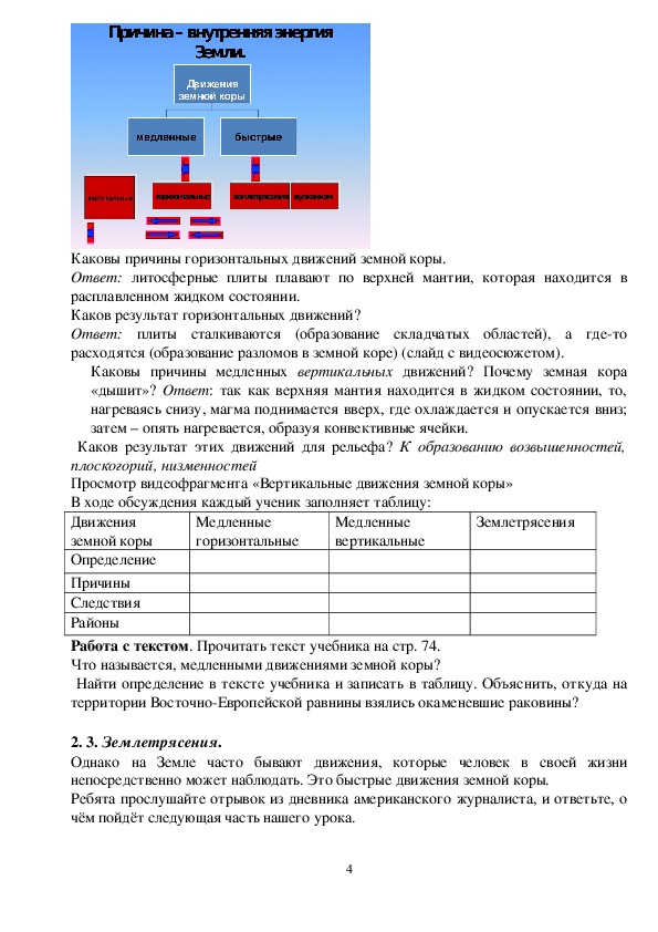 Проект движение земной коры 6 класс