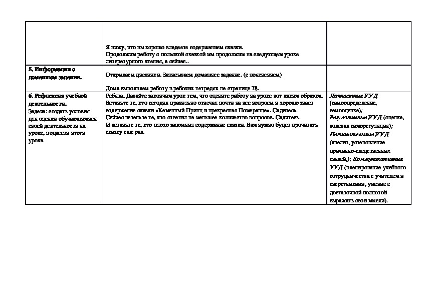 План по сказке каменный принц и прекрасная померанца