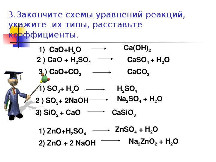 Допишите схемы реакций h2o