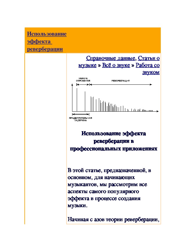 Обложка для материала Статья:  Использование эффекта реверберации