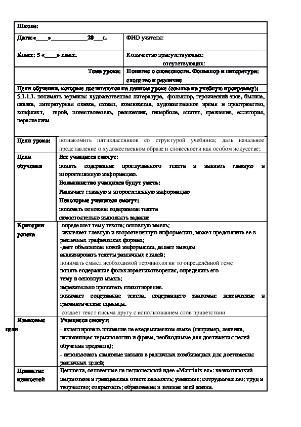 Обложка для материала Русская литература 5 класс (обновленка) Понятие о словесности. Фольклор и литература: сходство и различие