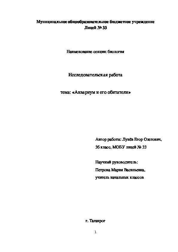 Исследовательские работы