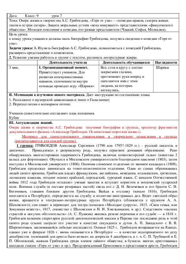 Горе от ума есть картина нравов и галерея живых типов и вечно жгучая сатира