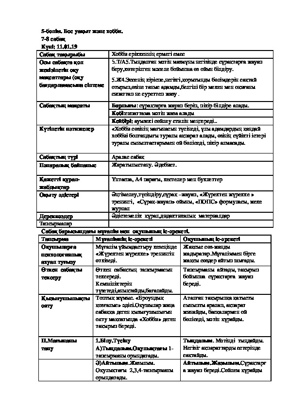 Обложка для материала Ашық сабақ
