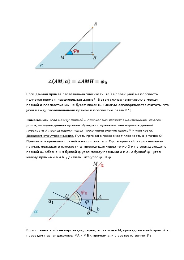 Угол между прямой и плоскостью 10 класс презентация