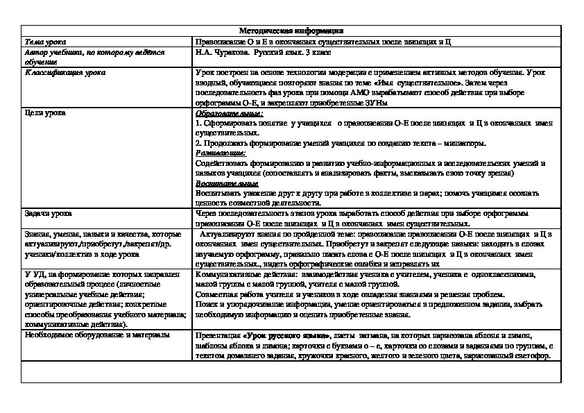 Урок по русскому языку на тему "Правописание О и Е" (3 класс, русский язык)