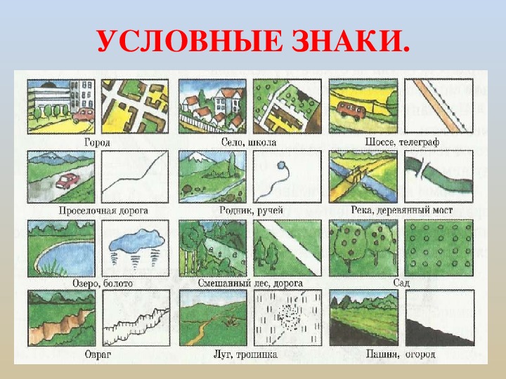 Чертеж небольшого участка земной поверхности выполненный в уменьшенном виде условными знаками