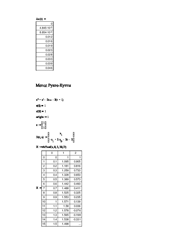 Курсовая работа по теме Решение систем дифференциальных уравнений методом Рунге - Кутты 4 порядка