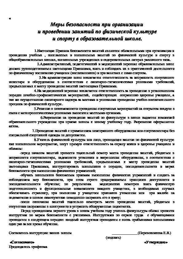 Обложка для материала Меры безопасности при организации  и проведении занятий по физической культуре  и спорту в образовательной школе.