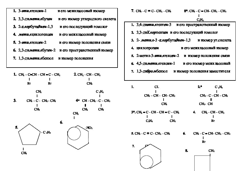 Диагностический материал по теме "Углеводороды" (10 класс, химия).