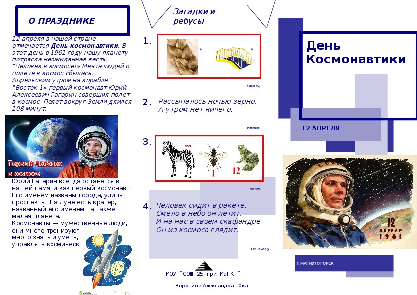 Описание мероприятия ко дню космонавтики
