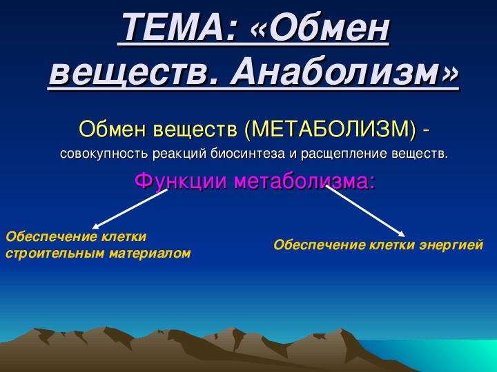 Презентация по биологии  на тему "Анаболизм" (10 класс, биология"