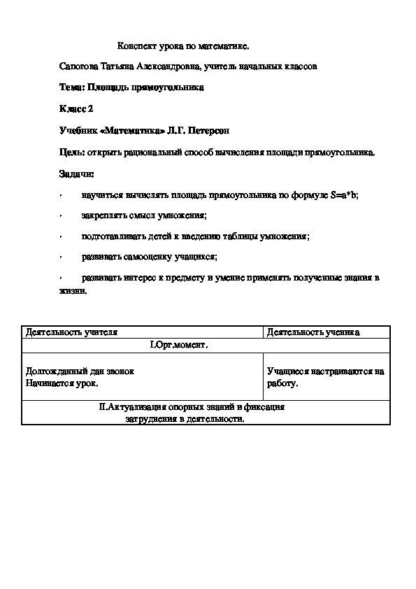 Обложка для материала Площадь прямоугольника