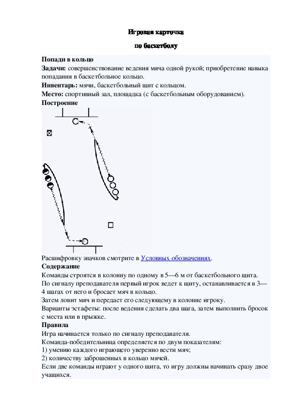 Игровая карточка "Попади в кольцо"