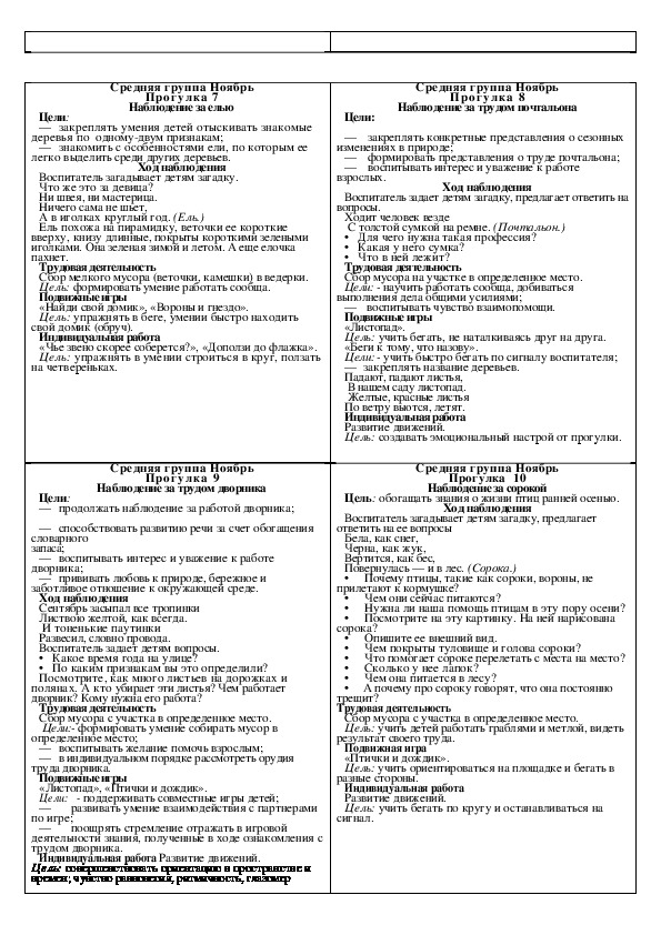 Картотека прогулок в средней группе (осень). - дошкольное образование, прочее