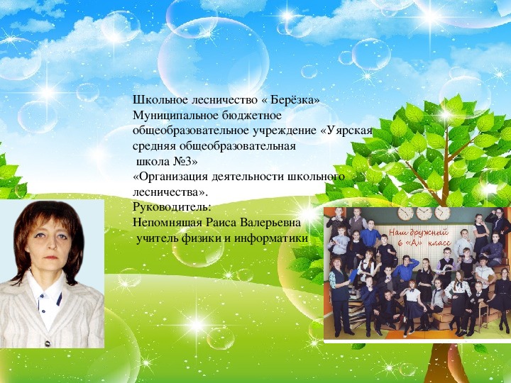 Презентация по экологии " Организация деятельности школьного лесничества " Берёзка"