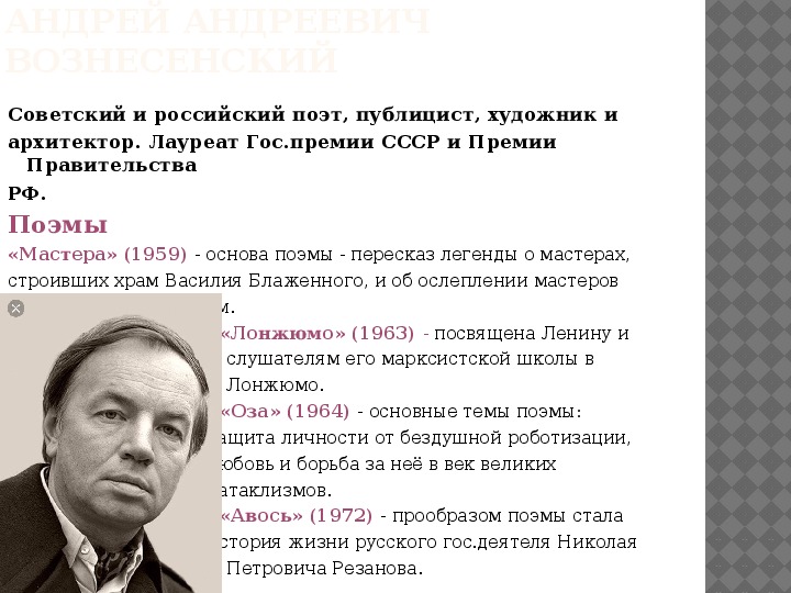 Творчество писателей прозаиков 1950 1980. Поэма мастера Вознесенский. Вознесенский Архитектор. Русские и советские поэты о России.