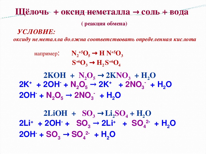 Какие оксиды взаимодействуют с щелочами. Щелочь оксид неметалла соль вода. Кислотный оксид плюс основание примеры. Уравнения реакций химические свойства щелочных оксидов. Основание плюс оксид неметалла.