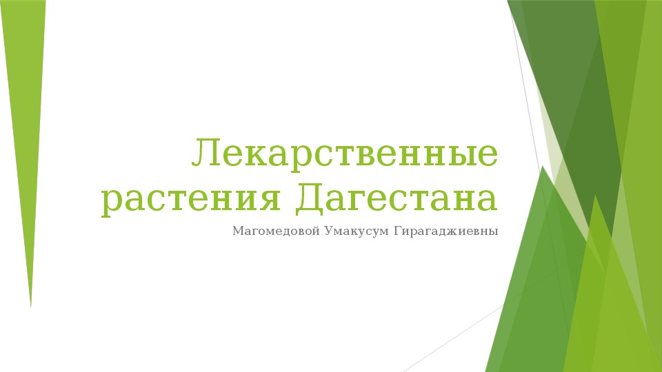 Презентация на тему "Лекарственные растения Дагестана"