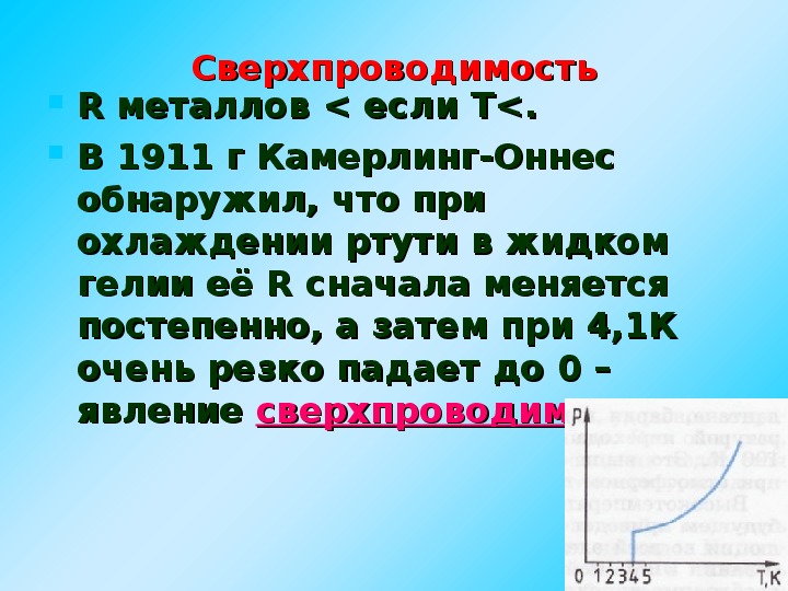 Электронная проводимость металлов сверхпроводимость проект