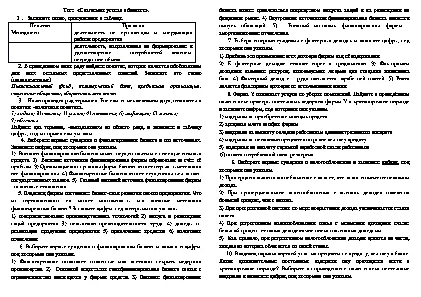 Контрольные работы в формате егэ. Бизнес это Обществознание ЕГЭ.