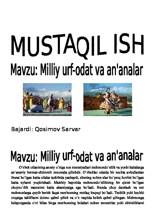 Milliy urf-odat va an'analar