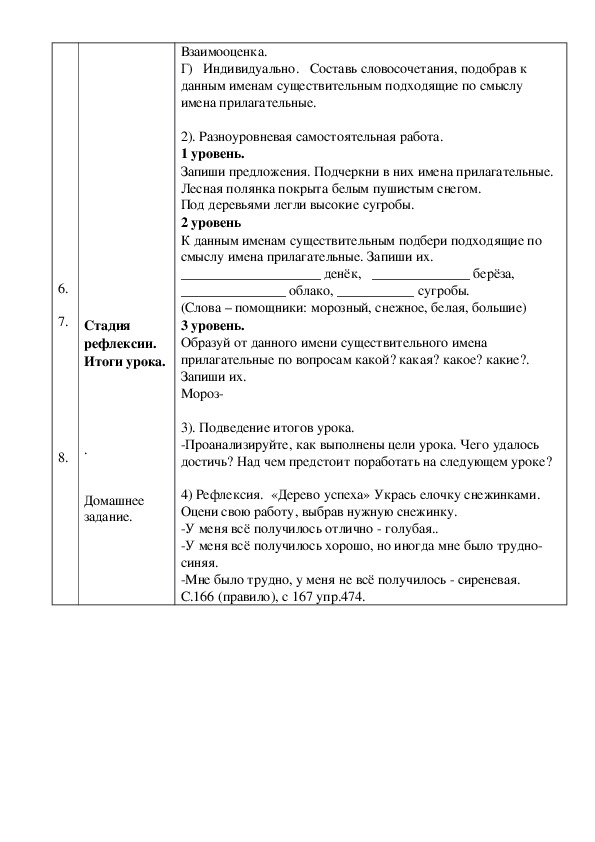 Урок русского языка во втором классе "Имя прилагательное"