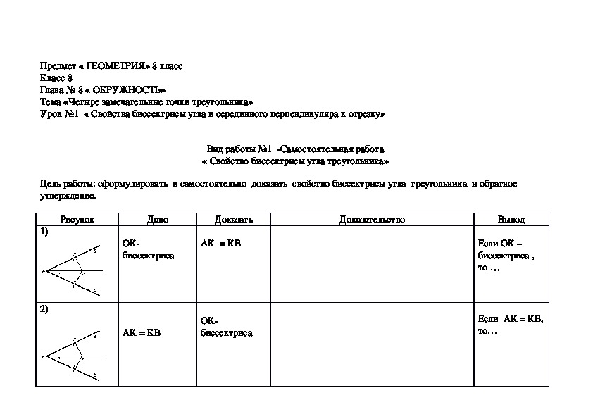 Самостоятельная работа по геометрии 8 класс