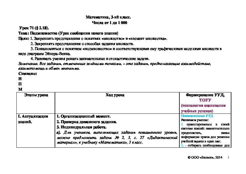 Обложка для материала Подмножество (Урок сообщения нового знания)