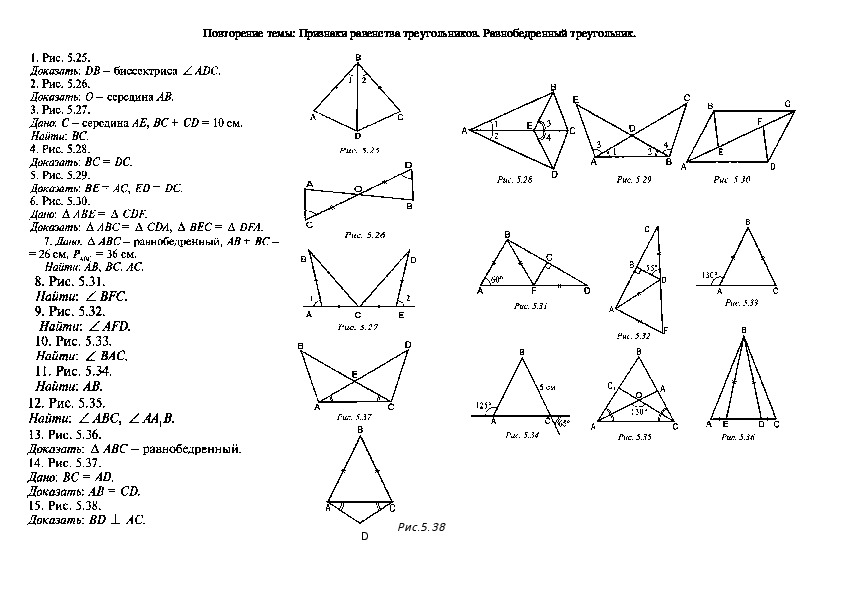 Конспект урока по геометрии на тему: Признаки равенства треугольников. Равнобедренный треугольник