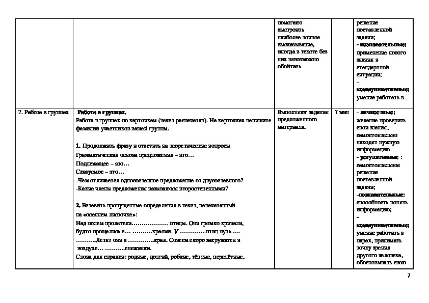Технологическая карта урока русского языка  в 5 классе по теме " Определение".
