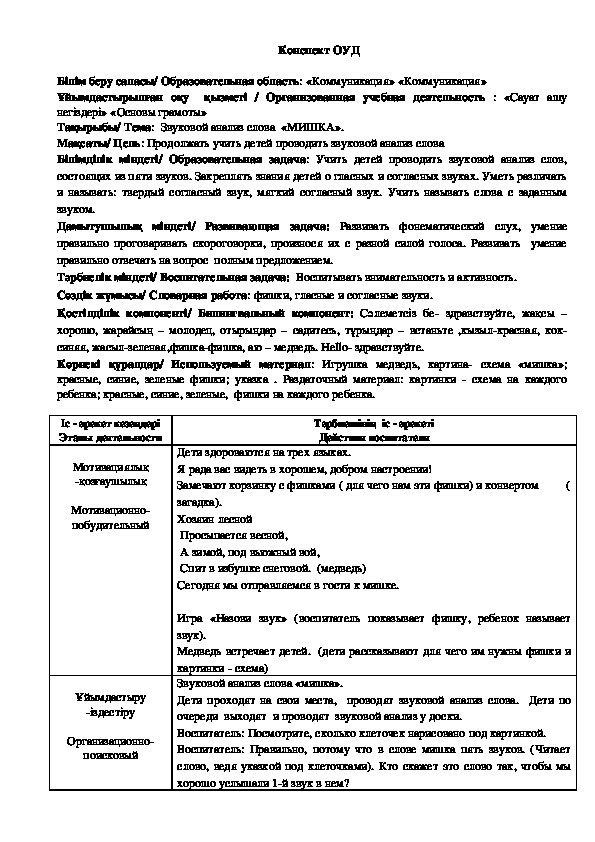 Обложка для материала Занятие по обучению грамоте на тему "В гости к Мишке"
