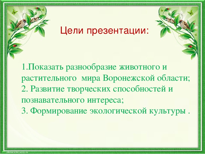 Растительный и животный мир воронежской области презентация