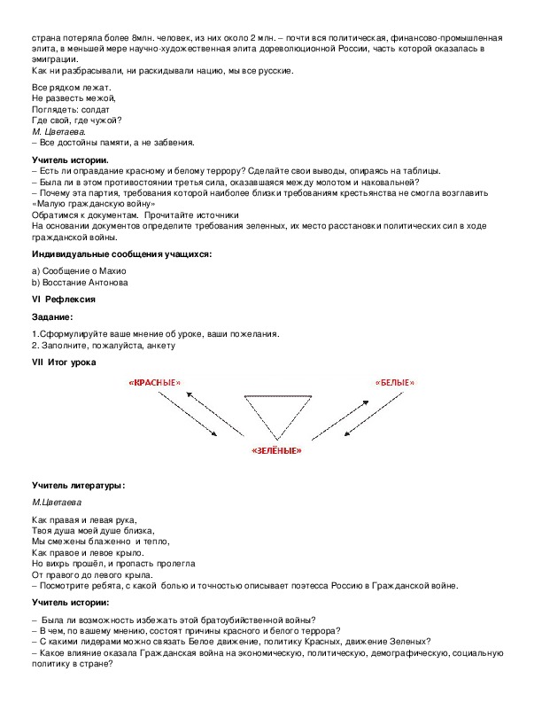 Интегрированный урок (история + литература) в 11-м классе