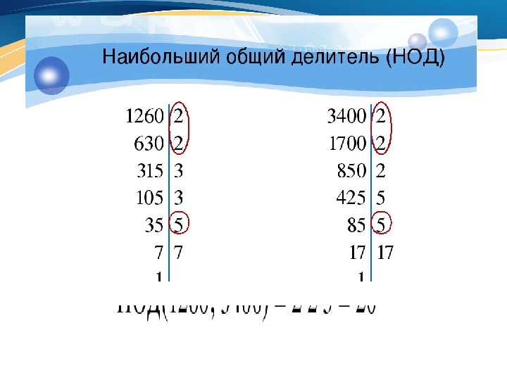 Общий делитель. Наибольший общий делитель.