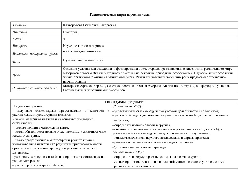 Урок 5 класс  "Жизнь на разных материках" Н.И. Сонин, А.А. Плешаков