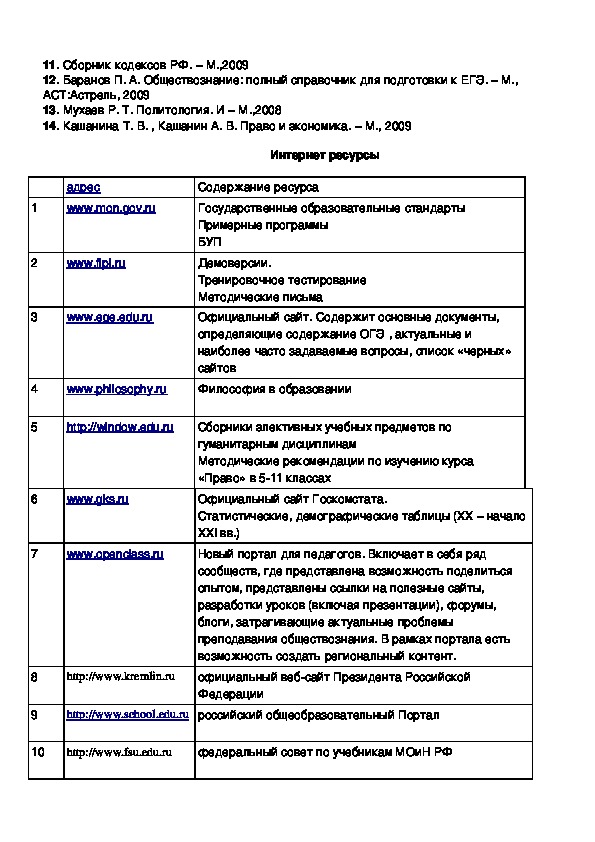 План работы учителя обществознания 9 класса по подготовке к огэ