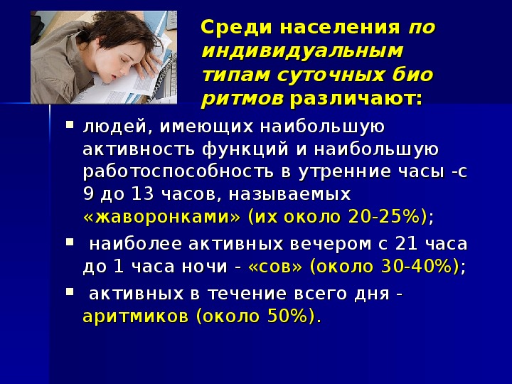 Влияние биоритмов на работоспособность человека проект