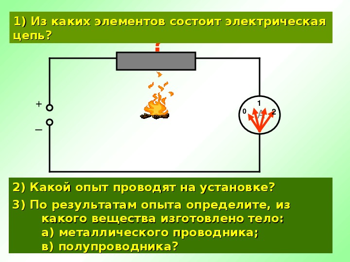 Тест полупроводники 10 класс. Электрическая цепь лампы накаливания. Презентация полупроводники 10 класс. Как течет ток в электрической цепи. Какой ток протекает через лампу накаливания.