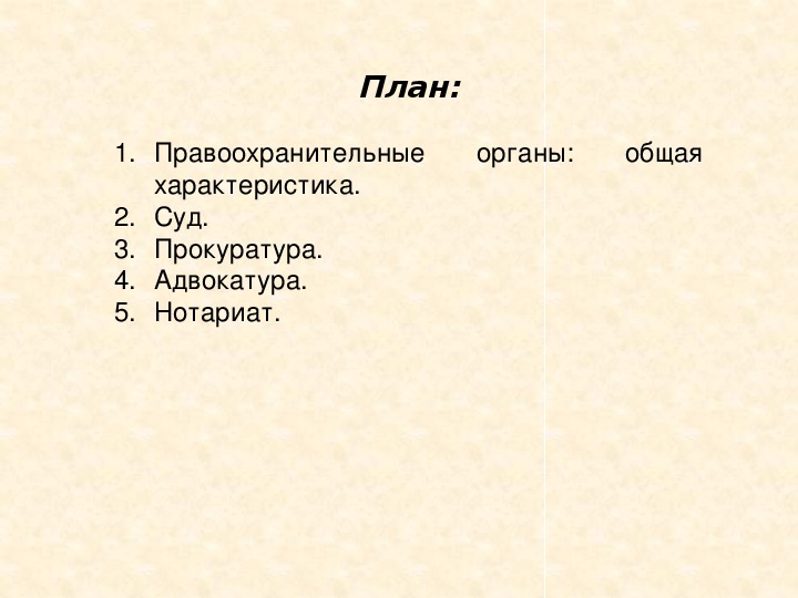 Правоохранительные органы план обществознание