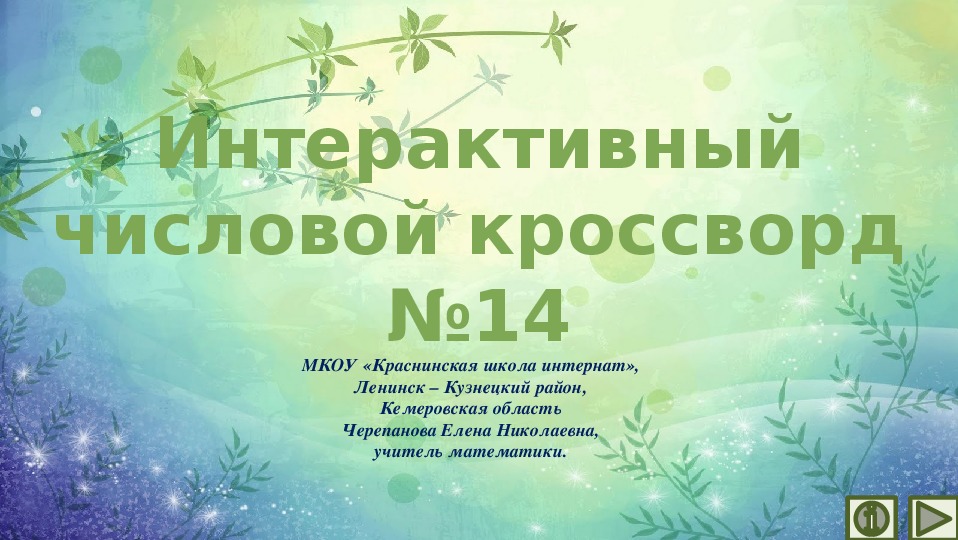 Обложка для материала Презентация по математике «Интерактивный числовой кроссворд №14»