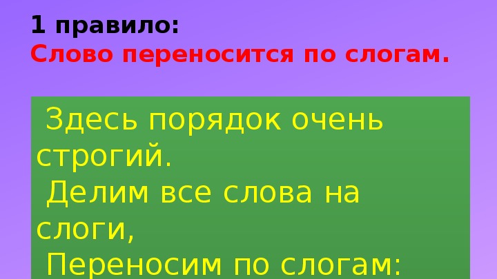 Перенос слов правила переноса слов 1 класс школа россии презентация