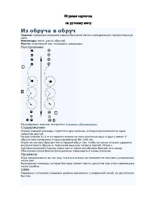 Игровая карточка "Из обруча в обруч"