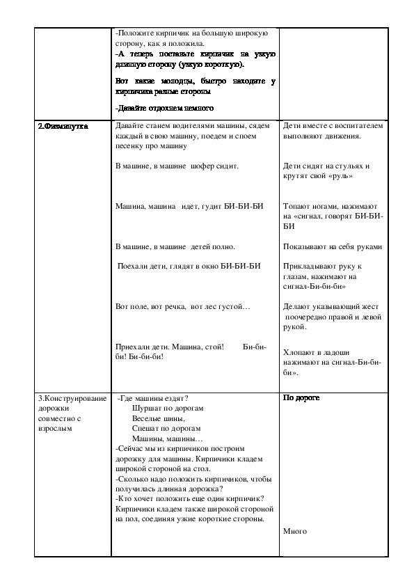 Занятие по конструированию во 2 младшей группе скамейка