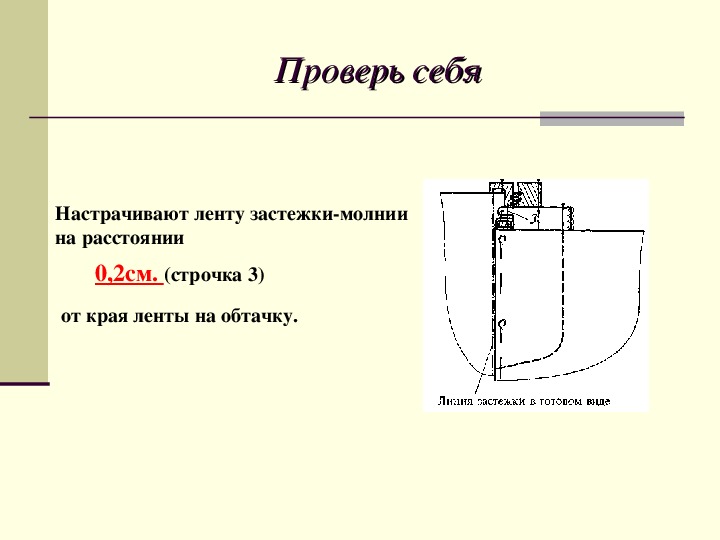 Схема обработки потайной молнии