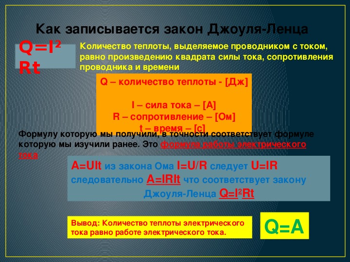 Работа мощность электрического тока закон джоуля ленца презентация