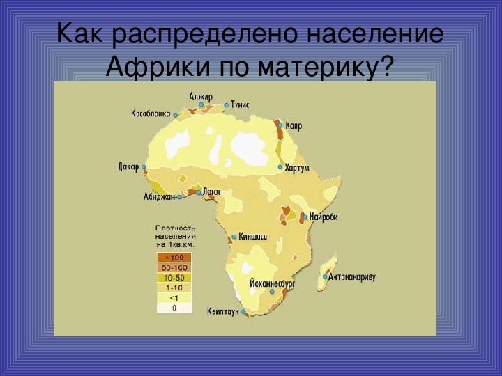 "Население Африки". Урок географии, 7 класс.